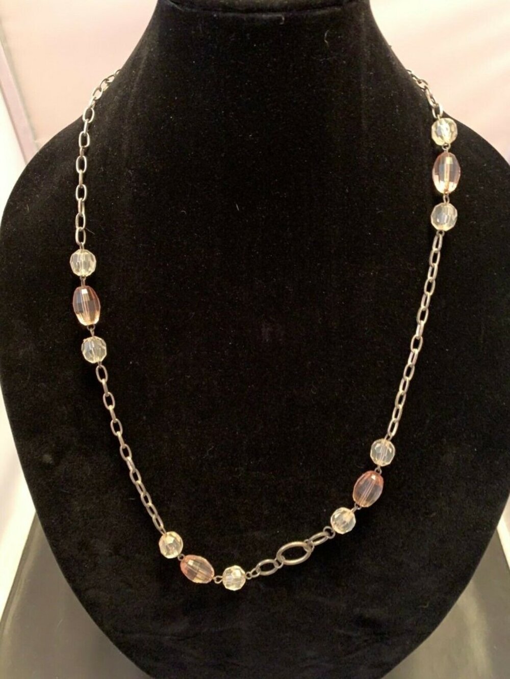 Anne Klein Clear & Pink Blush Beaded Necklace & Earring Set Nickel Safe
